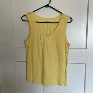 Ribbed Cotton Lace Trimmed Tee